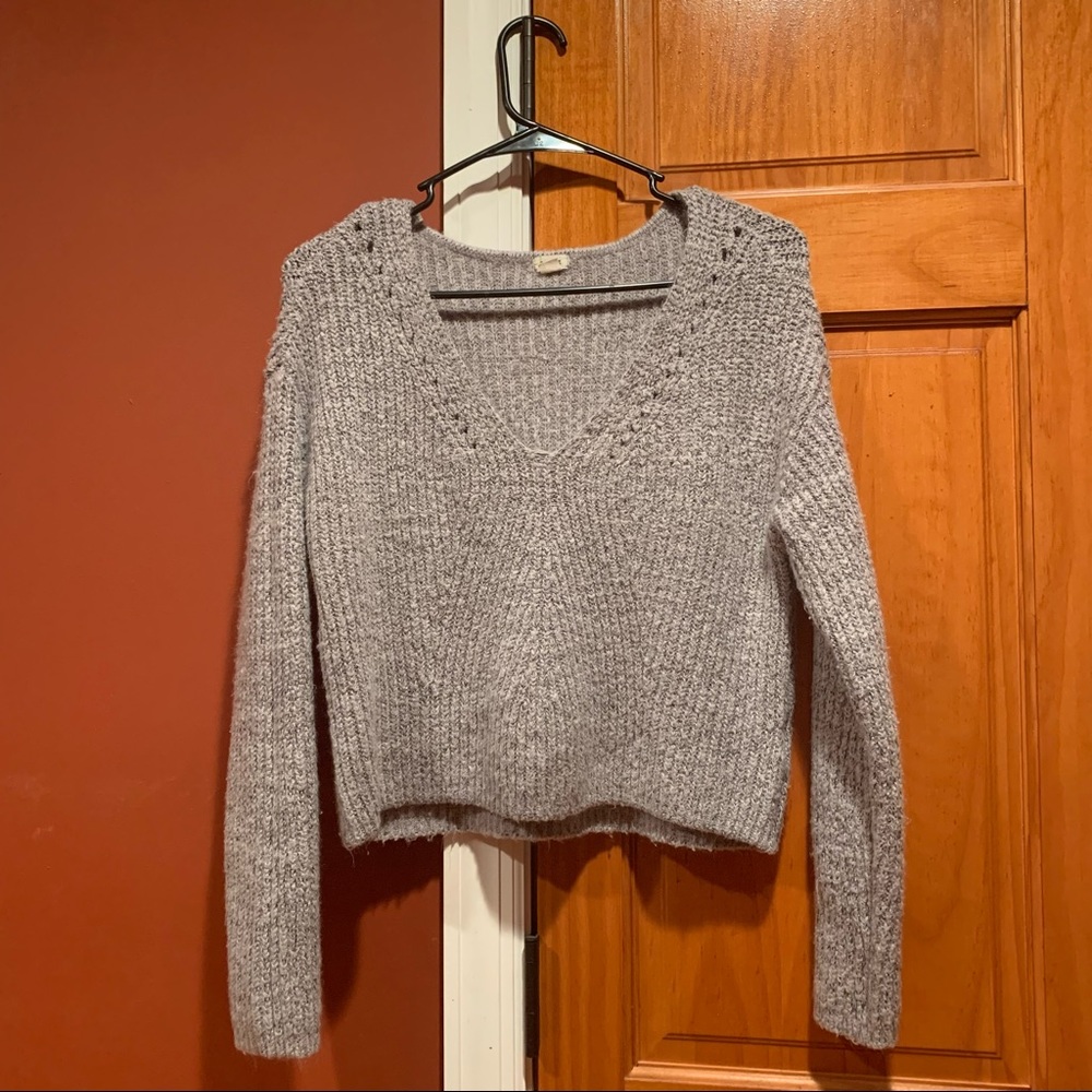 Garage Grey Knit Sweater V-Neck
